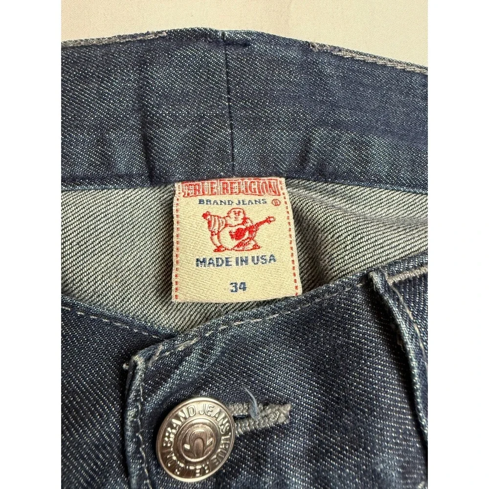 True Religion World Tour Bobby Mens Jeans Size 34x31 Dark Wash‎ Denim